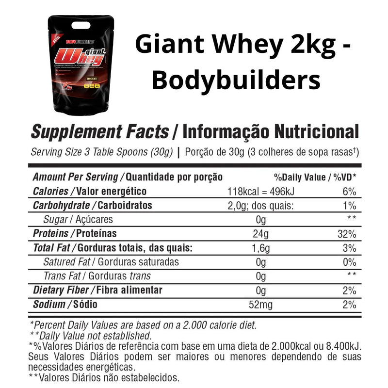 Whey Protein Giant Whey Refil 2kg - Suplemento em pó para ganho de massa muscular para fisiculturistas