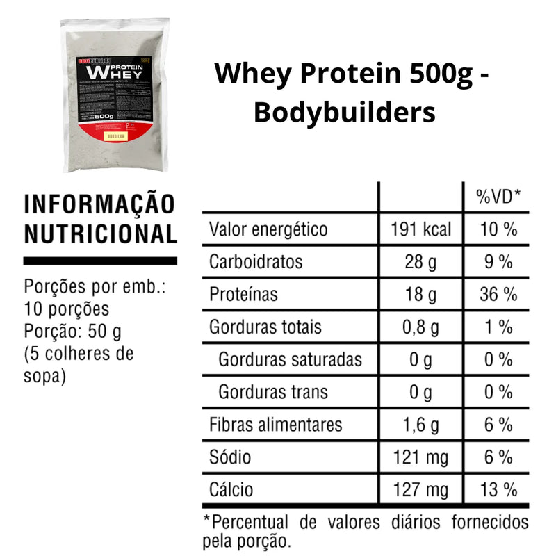 Kit 3x Whey Protein Concentrado 500g + Power Creatine 100G + BCAA 100G + Cocktail Shaker-Fisiculturistas